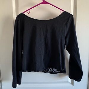 American Eagle Outfitters Black Long Sleeve Top with Lace Back